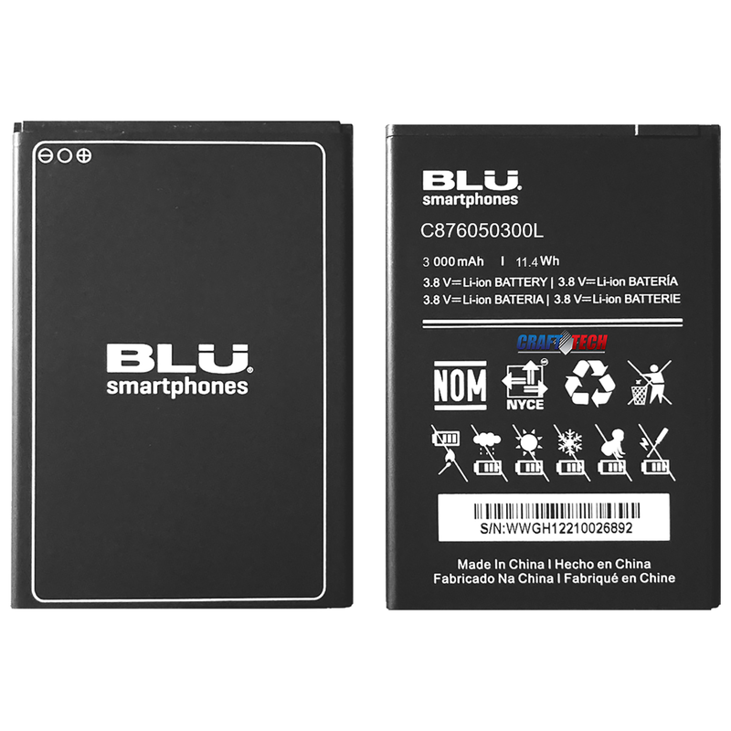 BLU G40 G0730W Original OEM BLU Battery C876050300L 3000mAh 3.8V for