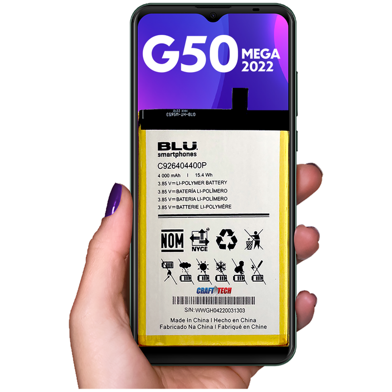 BLU G50 Mega (2022)G0670ww Original Battery C926404400P 4000mAh 15.4Wh