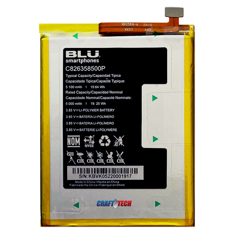 BLU G90 PRO G0370ww Original OEM BLU Battery C826358500P 5100mAh