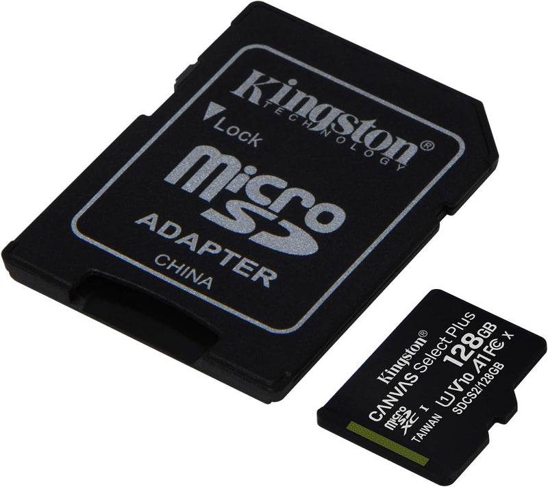 Kingston 128GB Canvas Select Plus MicroSDHC Class Memory Card with SD Adapter