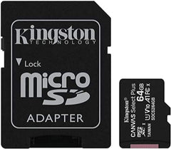Kingston 64GB microSDXC Canvas Select Plus 100MB/s Read A1 Class 10 UHS-I Memory Card + Adapter