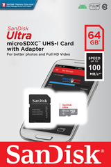 SanDisk Ultra microSDXC 64GB 100MB/s UHS-I Memory Car with Adapter