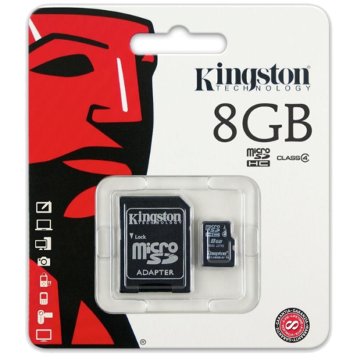 Kingston 8GB Class 4 MicroSDHC Memory Card with SD Adapter