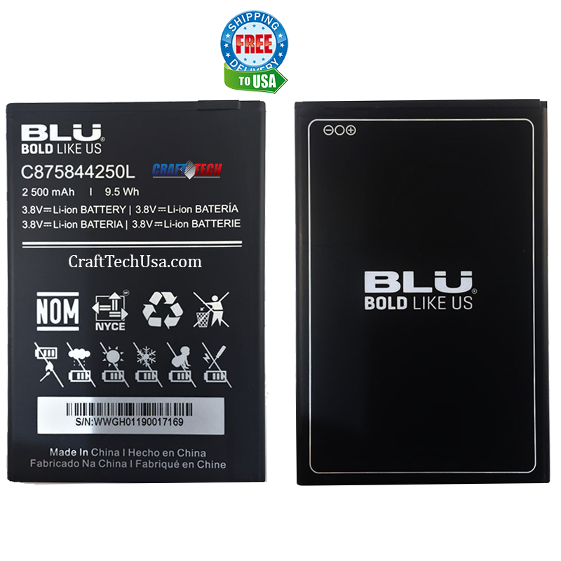 BLU C6L C0030LL Original OEM Li-ion Battery C875844250L 2500mAh 3.8V