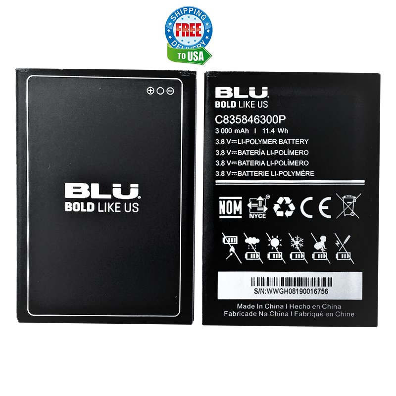 Blu V5 V0410UU Original OEM Blu Battery C835846300P 3000mAh 3.8V 11.4Wh