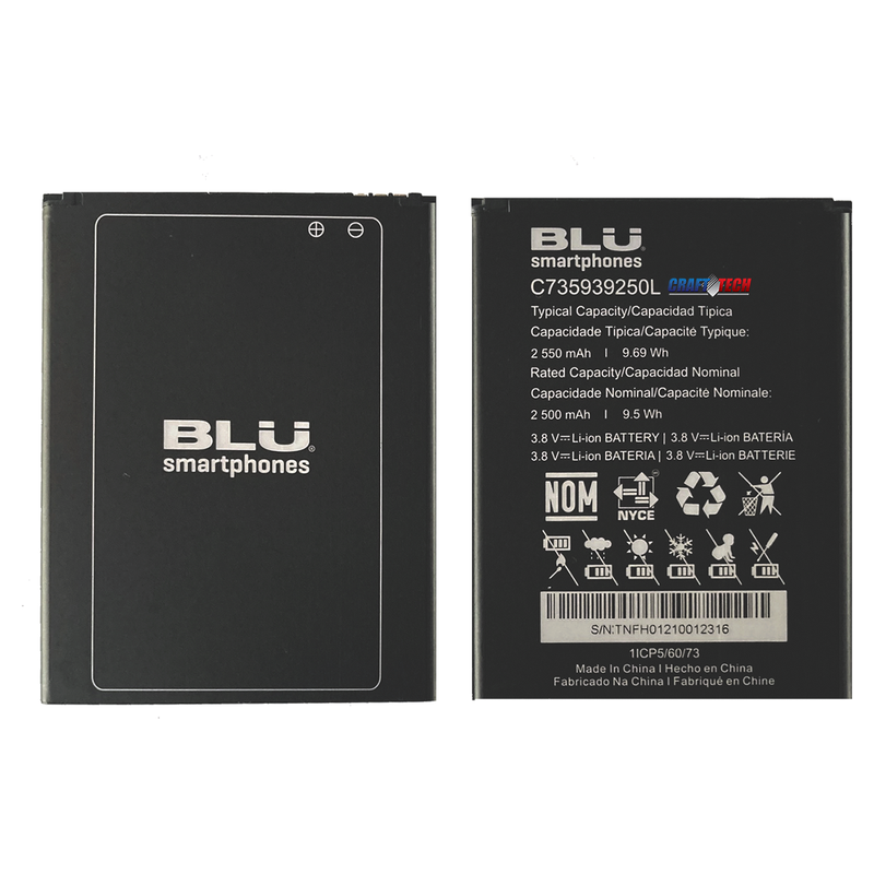 BLU Studio X10+ Plus 5.5" S990EQ Original OEM blu battery C735939250L 2550mAh 9.69Wh